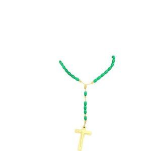 Green Beaded Rosary with White Cross